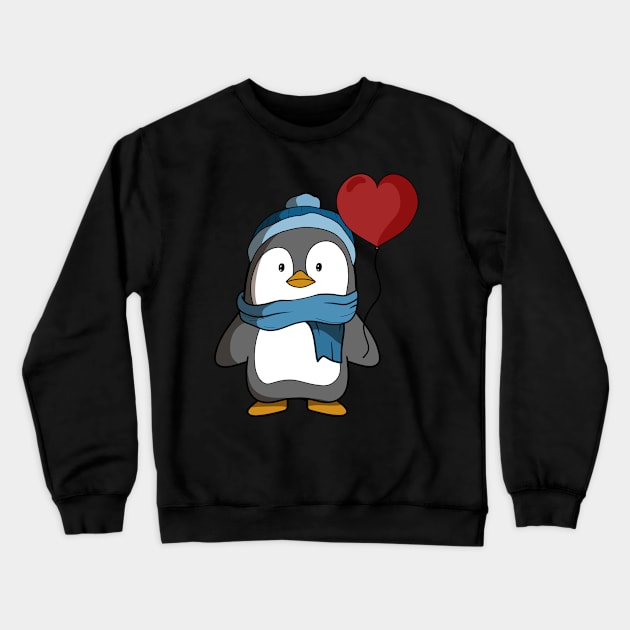 Cute Penguin Christmas Holiday Shirt with heart balloon for animal lovers Crewneck Sweatshirt by TheBeardComic